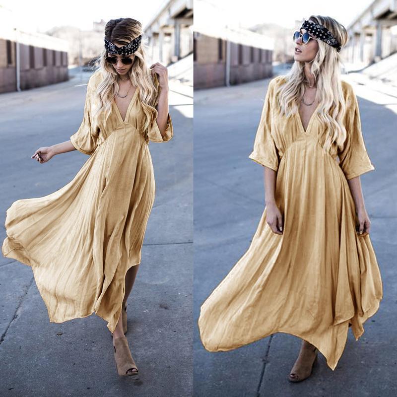 Длинное платье в этническом стиле комбинированной расцветки, 15429422942 купить